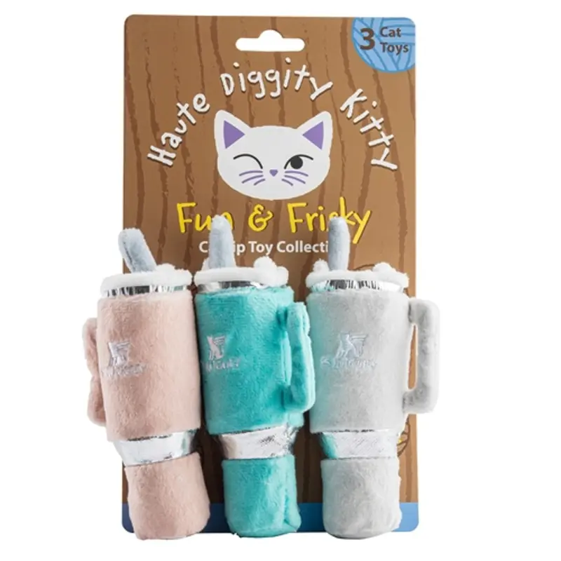 Haute Diggity Dog + Kitty Organic Catnip Cat Toys - Snuggly Cup 3-Pack 