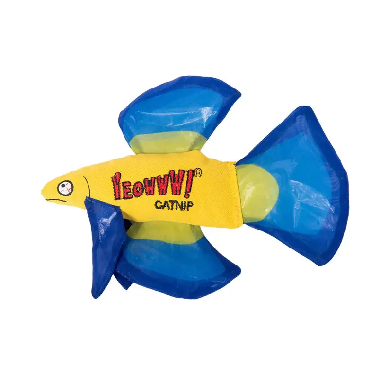 Ducky World Yeowww! Mo Betta Fish Catnip Cat Toy - Blue