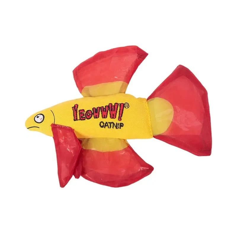 Ducky World Yeowww! Mo Betta Fish Catnip Cat Toy - Red