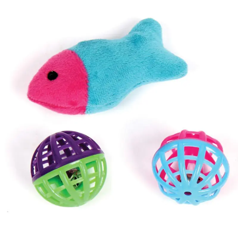Pet Park Blvd Plush Fish & Lattice Balls Cat Toys