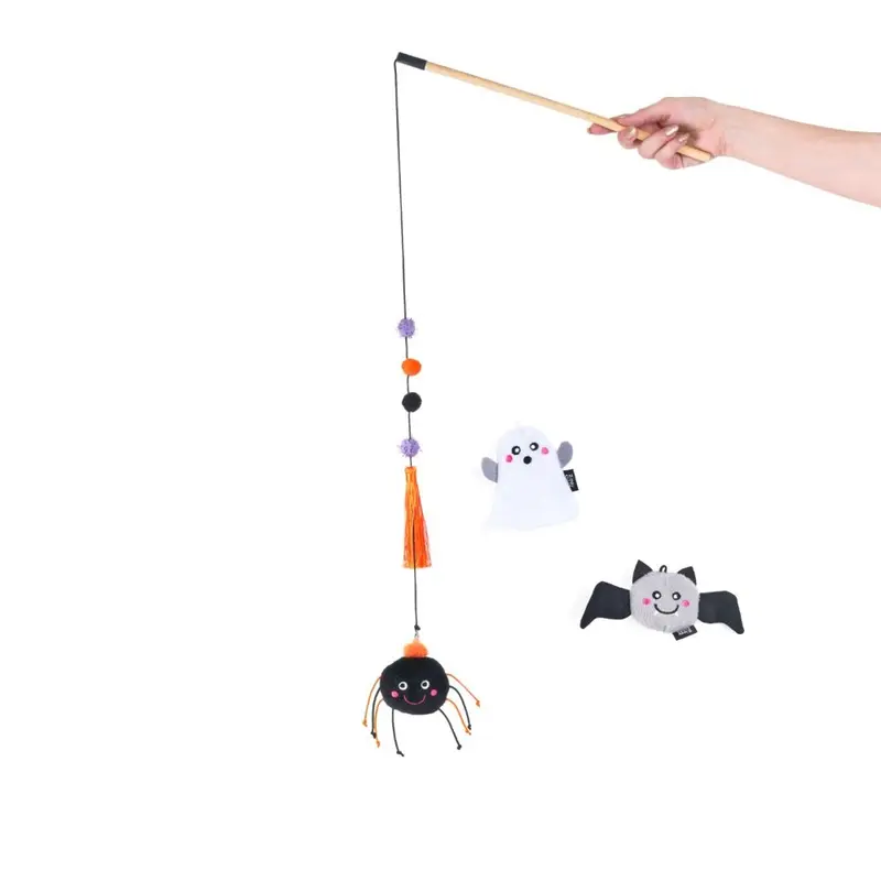 ZippyClaws Halloween ZippyStick Cat Toy - Ghost with Friends
